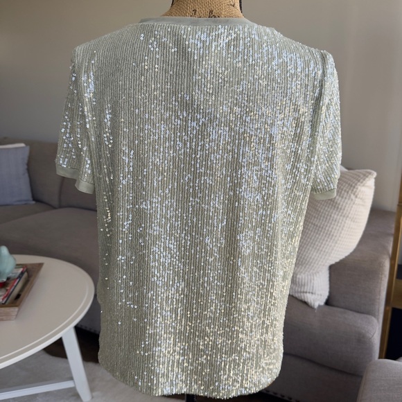 Anne Klein Shimmering Sequin Short Sleeve Top - Picture 3 of 10